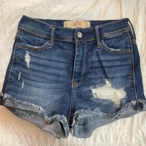 Dark denim high waisted shorts